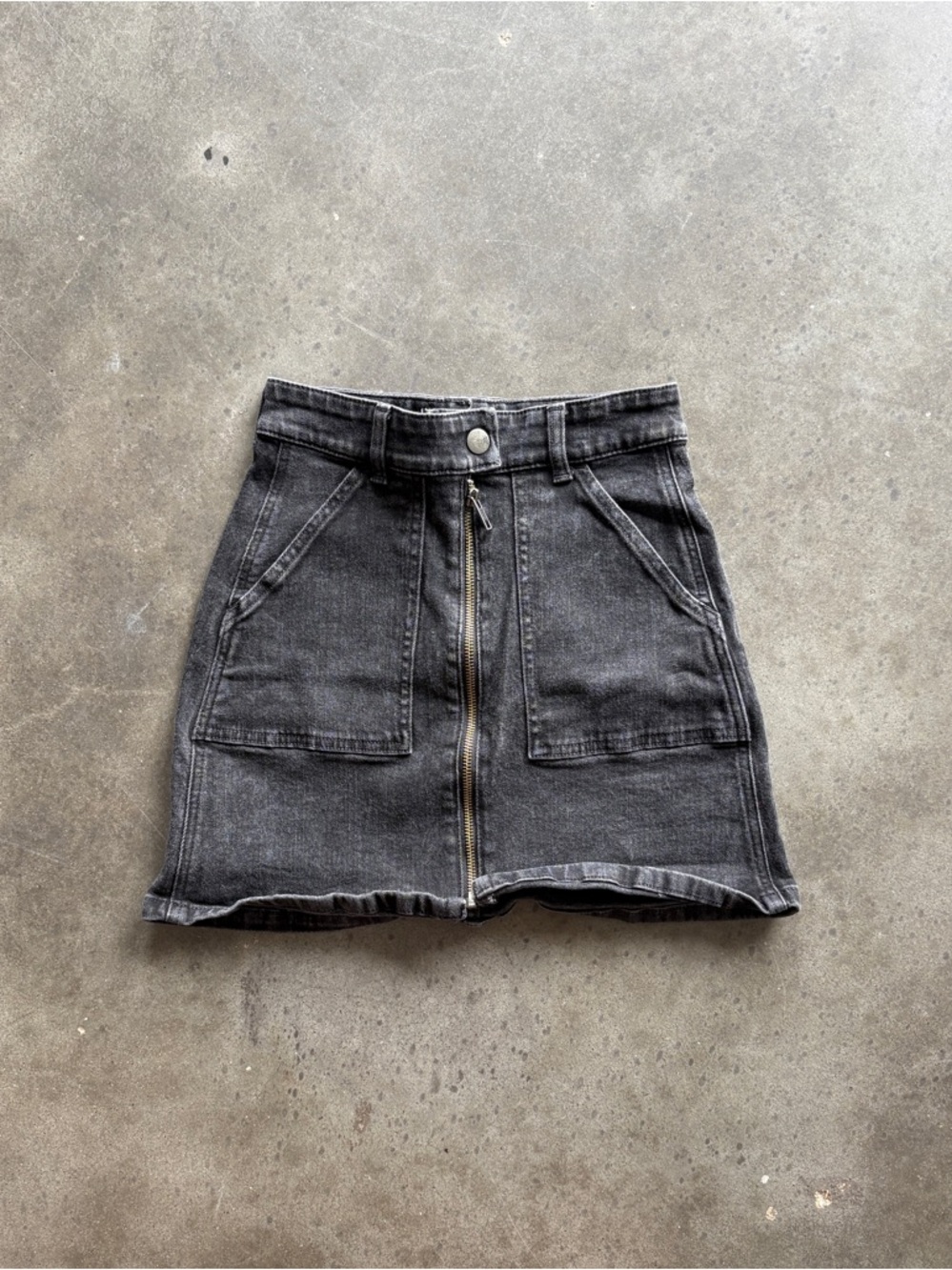 Black Madewell Front Zip Black Denim Skirt